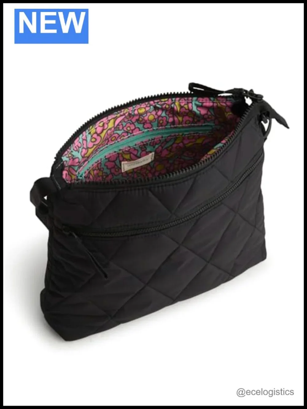 Women's Crossbody Bag with Three Zippered Compartments, Adjustable Strap